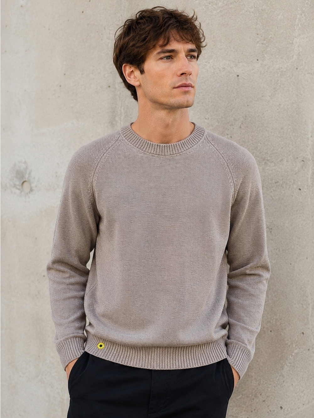 Sheep Inc. 100% Merino Wool Taupe Crewneck Sweater Men’s Medium Spain